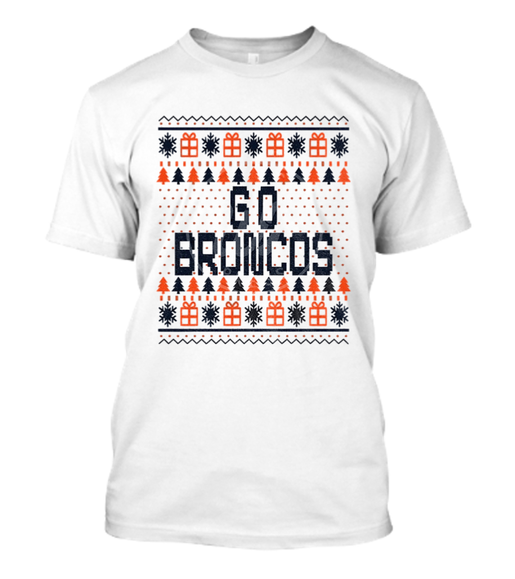 Go Broncos Denver Broncos Football Merry Christmas Festive Ugly Sweater T-Shirt