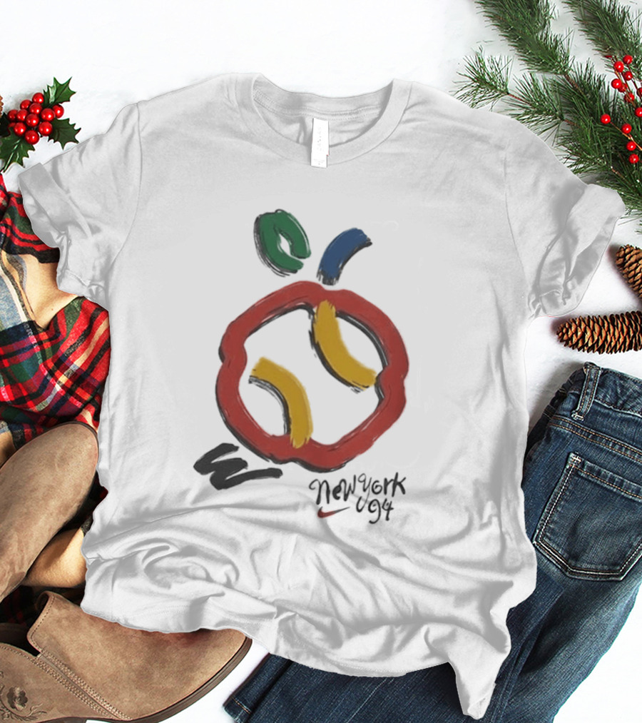 New York 94 Apple With Nike Swoosh And Abstract T-Shirt