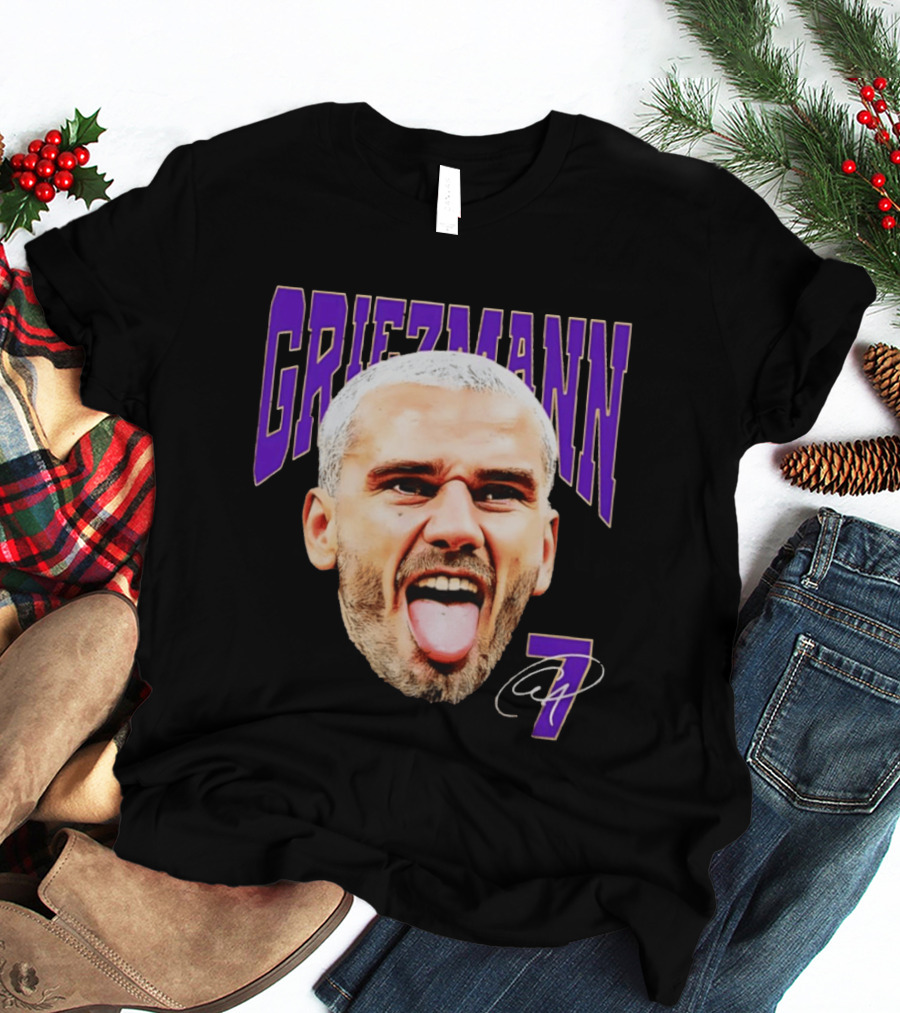 Antoine Griezmann Expression Purple Text Number 7 T-Shirt