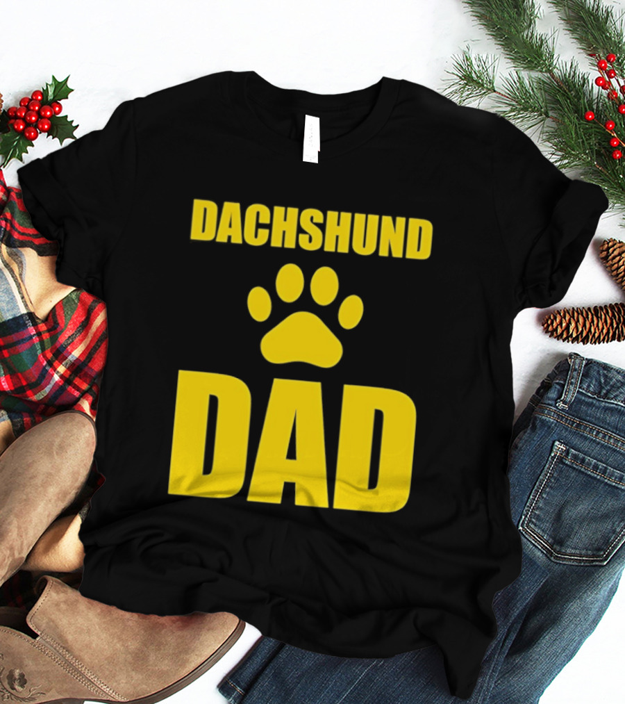 Dachshund Dad Wiener Dog Paw Print T-Shirt