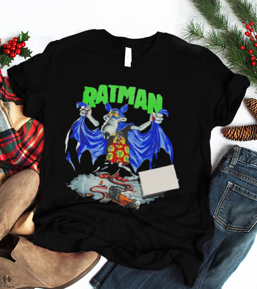Ratman Comic Parody Superhero Character With Cape And Rats T-Shirt