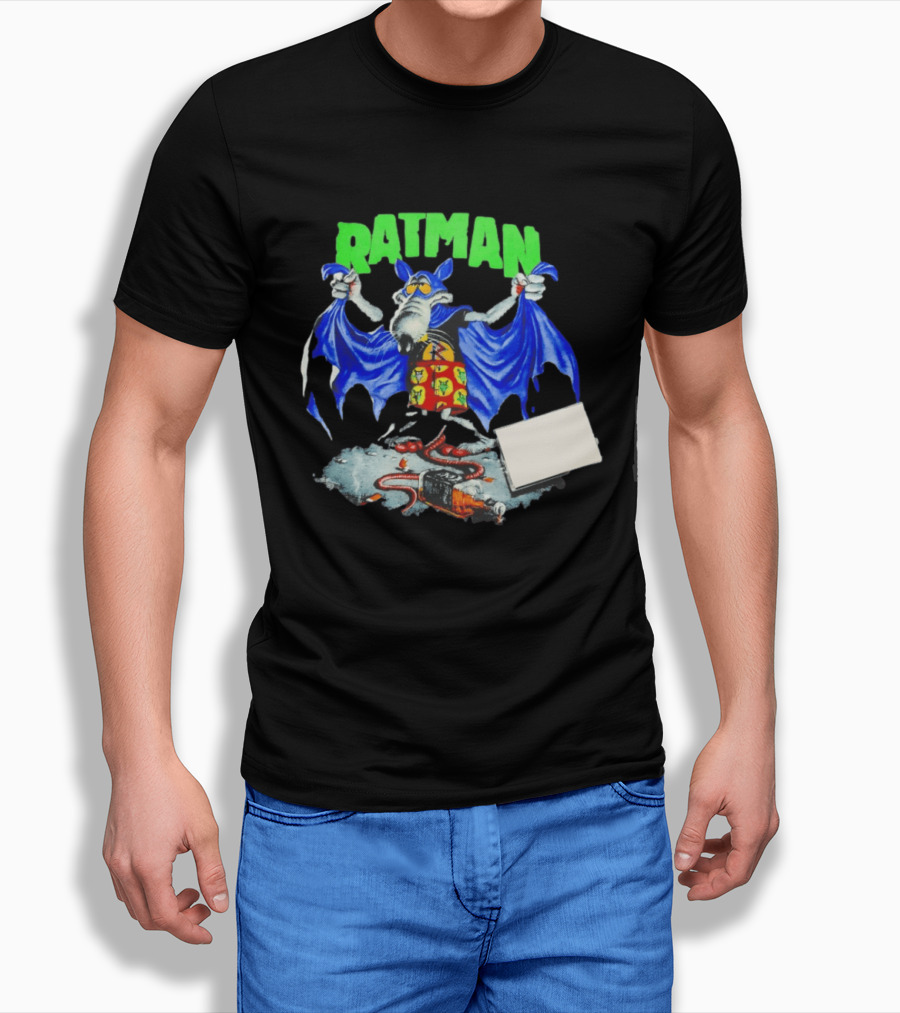 Ratman Comic Parody Superhero Character With Cape And Rats T-Shirt