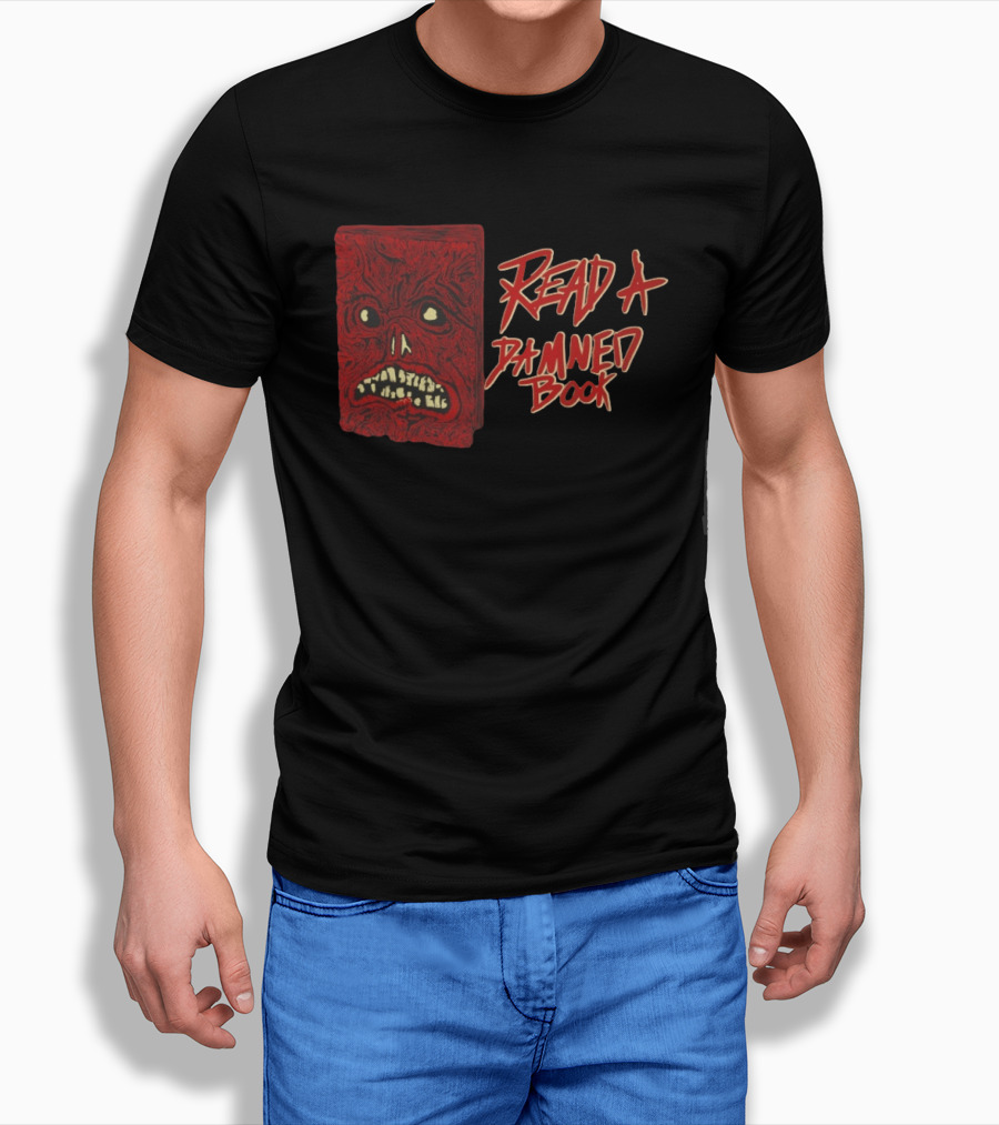 Read A Damned Book Creepy Red Monster Face T-Shirt