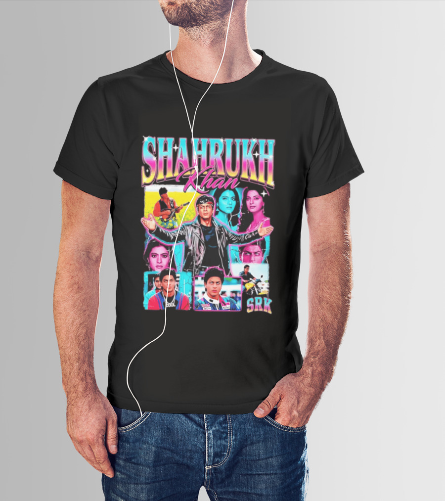 SHAHRUKH KHAN SRK Kajol Juhi Chawla Guitar Motorcycle T-Shirt