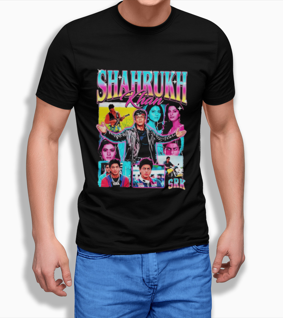 SHAHRUKH KHAN SRK Kajol Juhi Chawla Guitar Motorcycle T-Shirt
