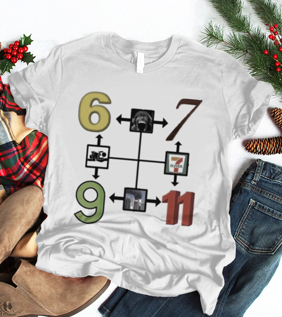 Six Seven Nine Eleven Numbers With Arrows T-Shirt