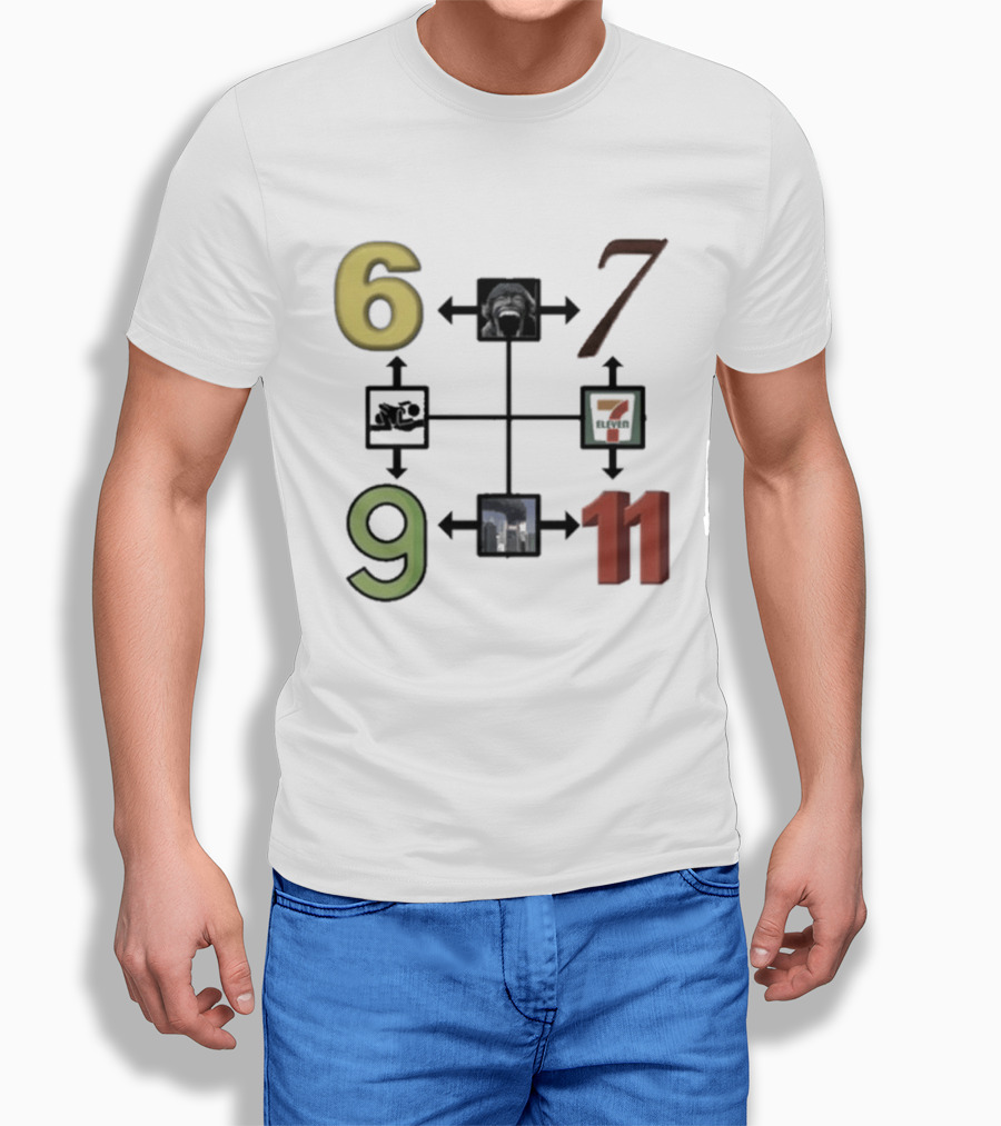 Six Seven Nine Eleven Numbers With Arrows T-Shirt