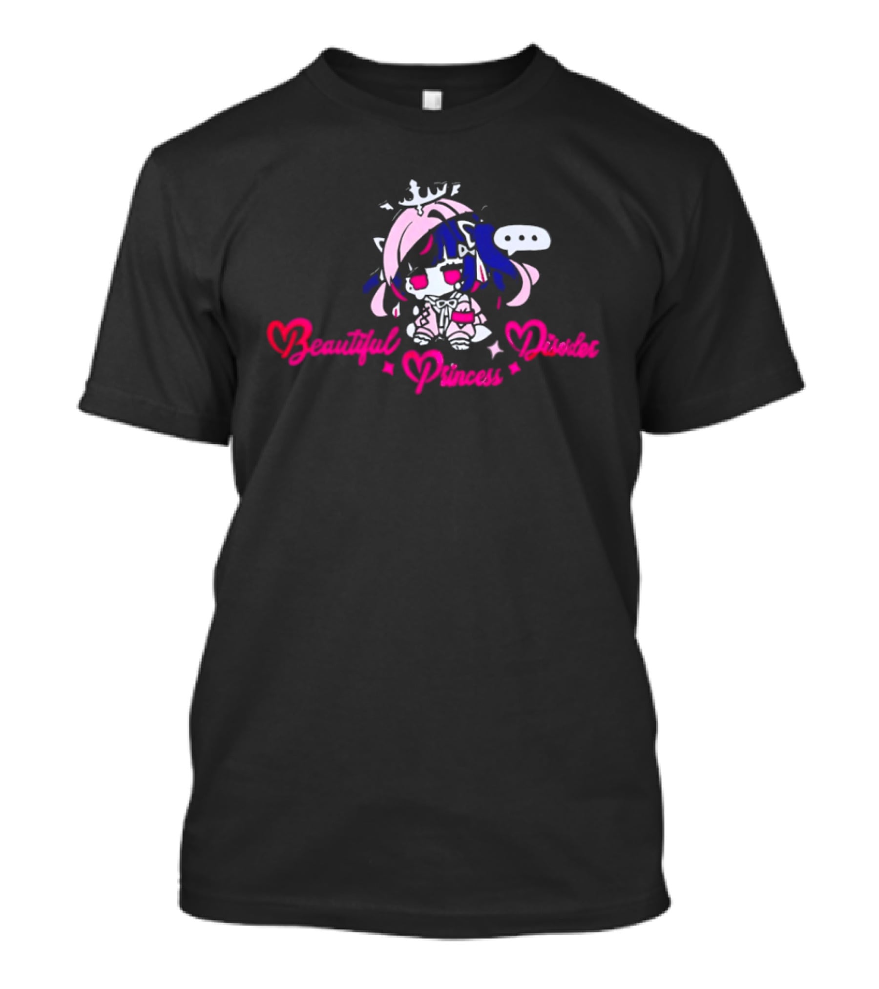 Beautiful Princess Disorder Pink Anime Aesthetic Hearts And Stars T-Shirt