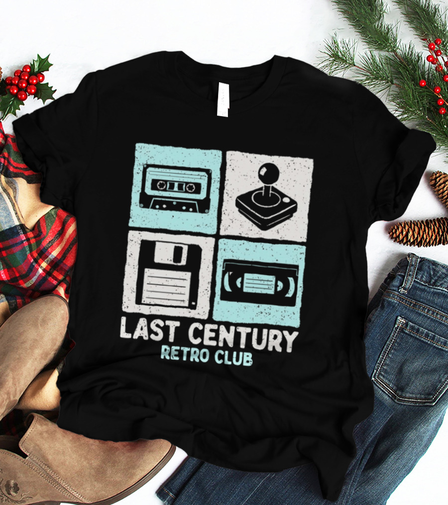 Last Century Retro Club Cassette Tape Joystick Floppy Disk Video Tape T-Shirt