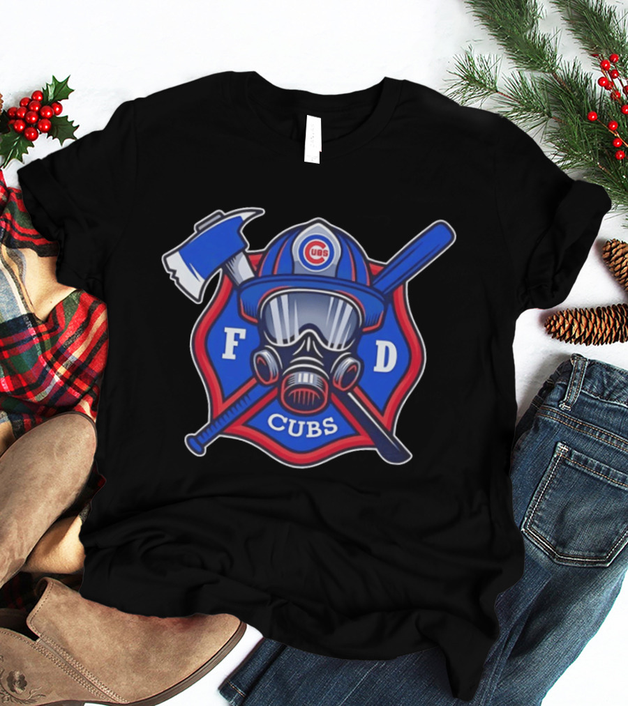 Chicago Cubs Fire Department FD Northside Baseball Axe And Mask T-Shirt