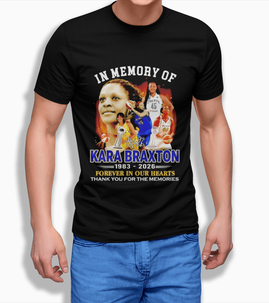 In Memory Of Kara Braxton 1983 2026 Forever In Our Hearts Thank You For The Memories Basketball T-Shirt