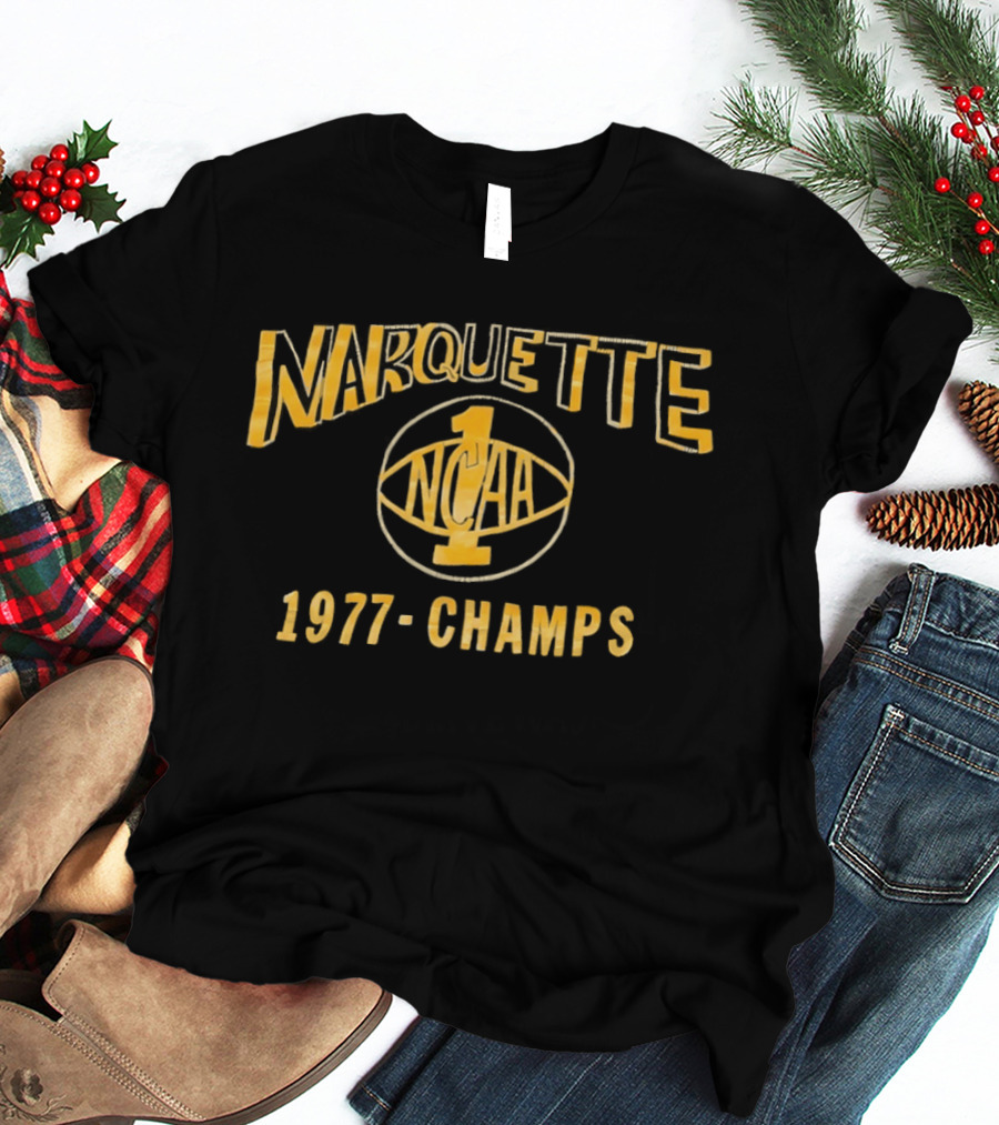Marquette NCAA 1977 Champs Warriors 1 Basketball T-Shirt