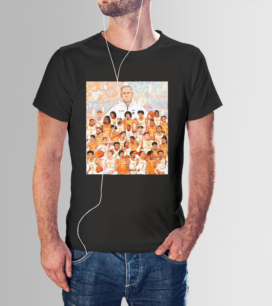 Tennessee Volunteers Basketball Team Illustration Coach Vols Players T-Shirt