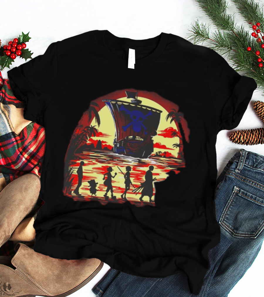 Fellowship Straw Hat Pirates Going Merry Sunset Adventure T-Shirt