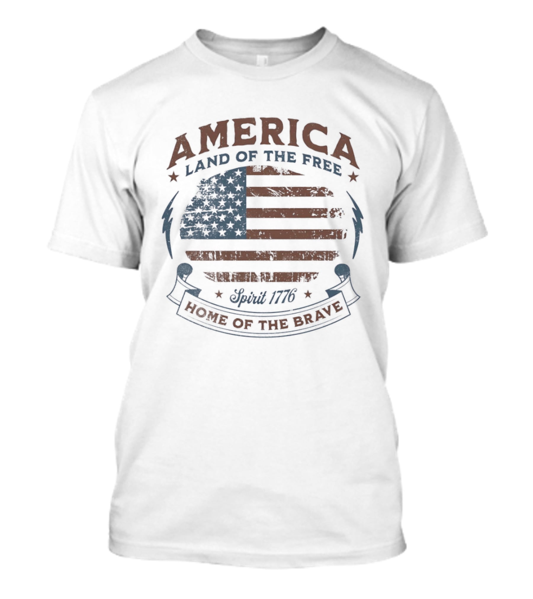 America Land Of The Free Home Of The Brave Spirit 1776 Flag Celebration T-Shirt