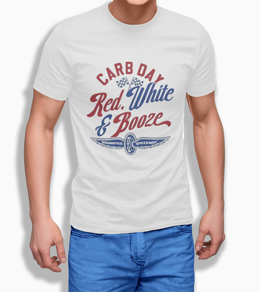 Indianapolis Speedway Motor Carb Day Red White And Booze Racing Flags T-Shirt