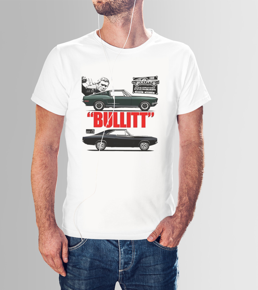 Bullitt 1968 Frank Bullitt Ford Mustang GT Green Highland Dodge Charger T-Shirt