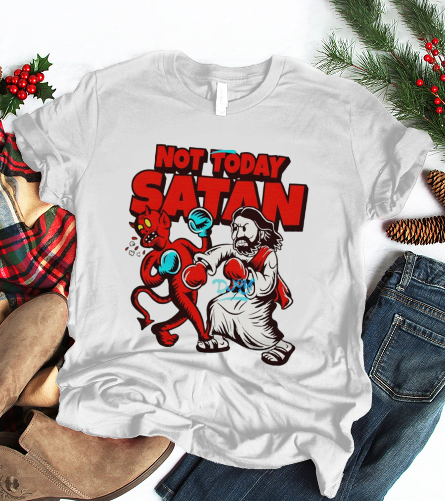 Not Today Satan God Versus Devil Boxing Match T-Shirt