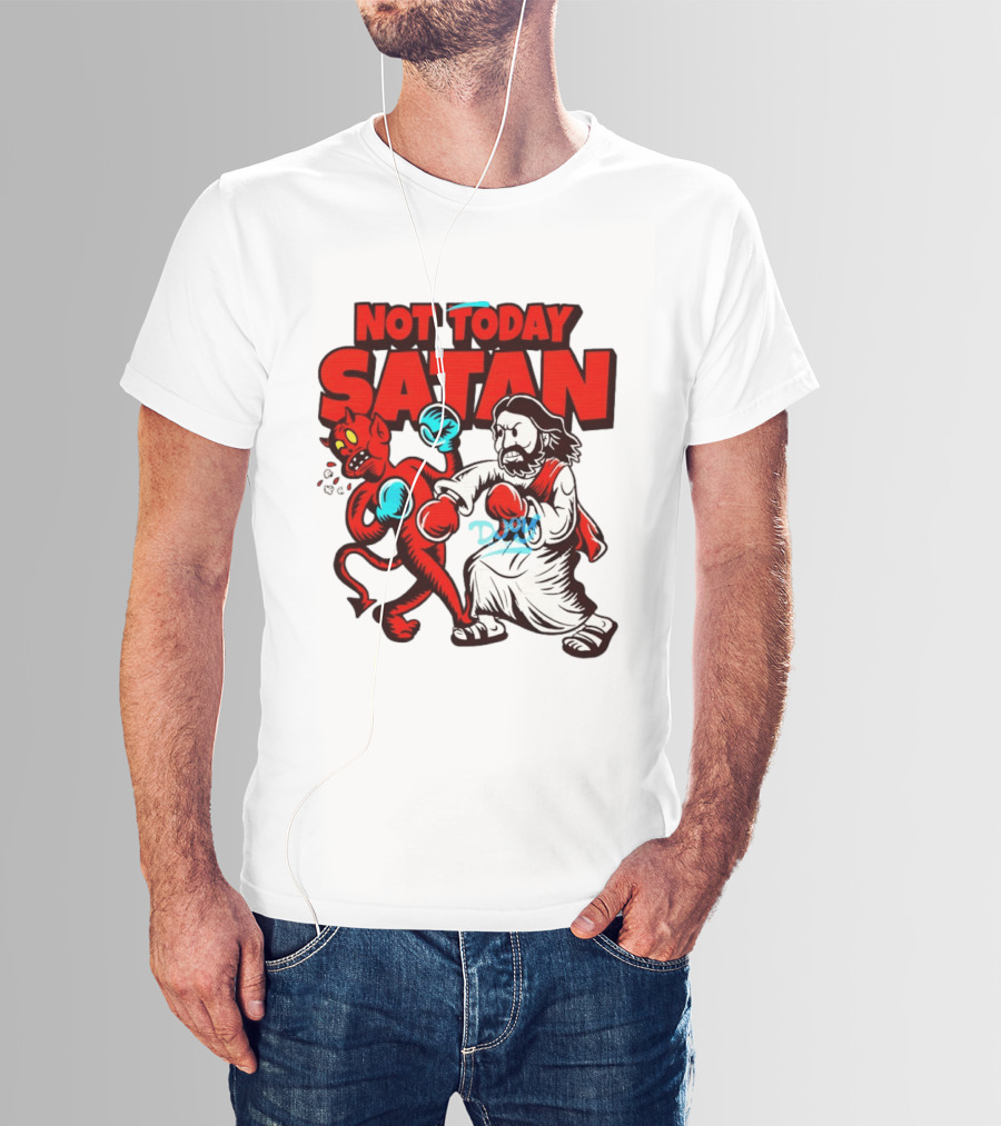 Not Today Satan God Versus Devil Boxing Match T-Shirt