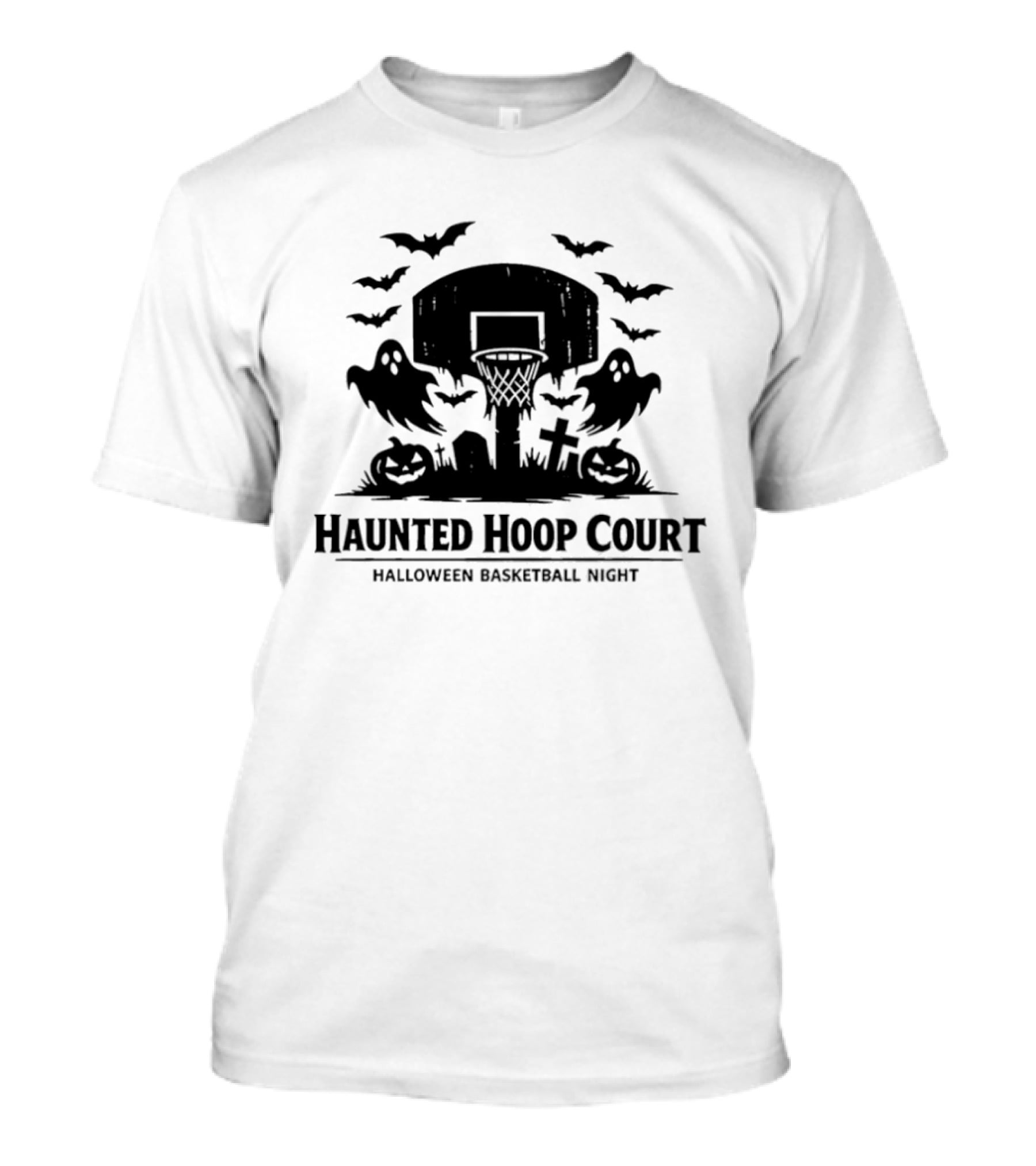 Halloween Haunted Hoop Court Spooky Pumpkin Basketball Night T-Shirt