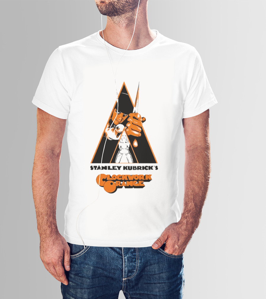 Work Orange Stanley Kubrick Iconic Image With Knife And Triangle T-Shirt