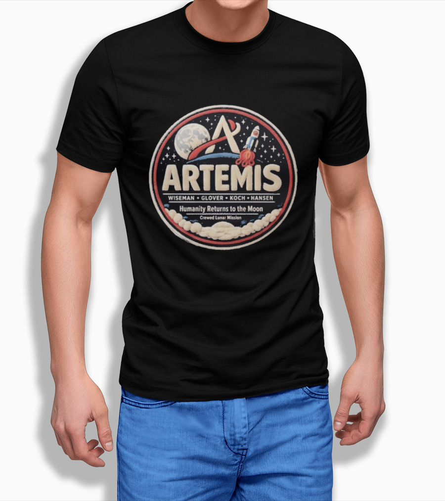 Artemis 2 Mission Faux Lunar Patch NASA T-Shirt
