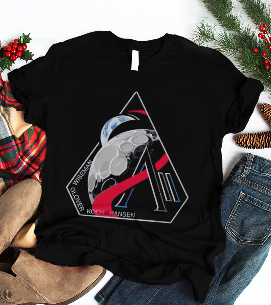 Artemis II Mission Wiseman Glover Koch Hansen Patch T-Shirt