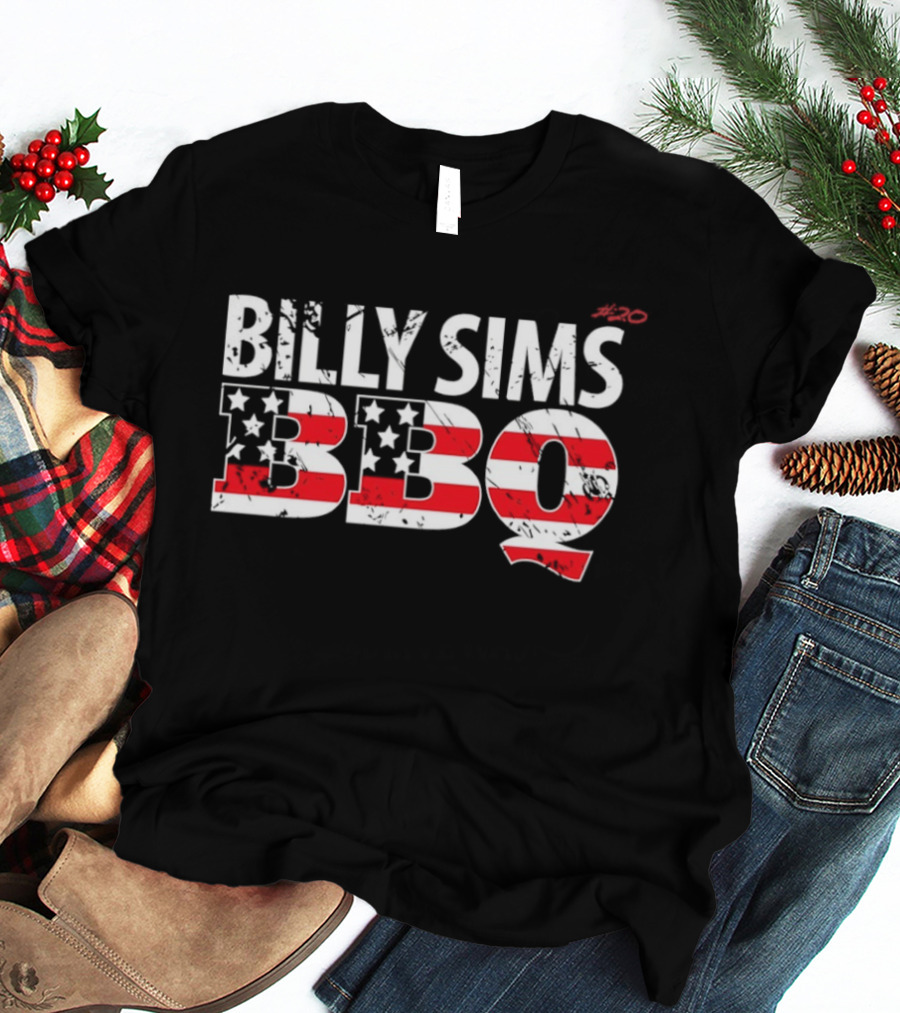 Billy Sims BBQ American Flag Stars And Stripes T-Shirt