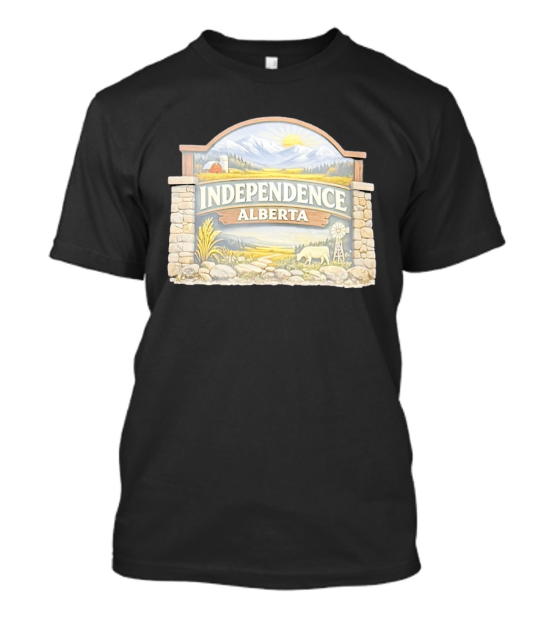 Independence Alberta Rural Landscape Sign Farm Scene T-Shirt