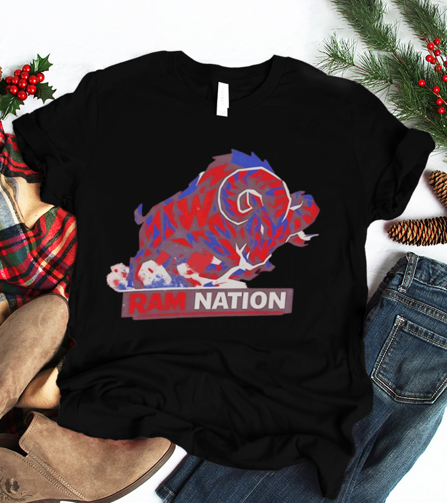 Ram Nation Red Blue Charging Ram T-Shirt