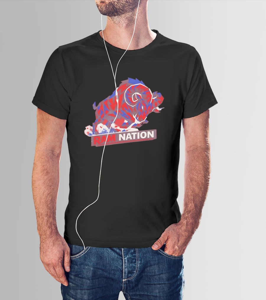 Ram Nation Red Blue Charging Ram T-Shirt