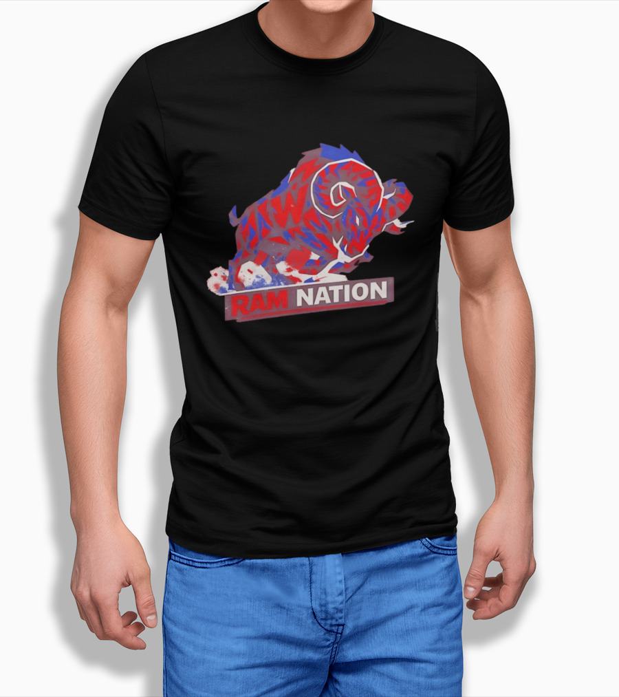 Ram Nation Red Blue Charging Ram T-Shirt
