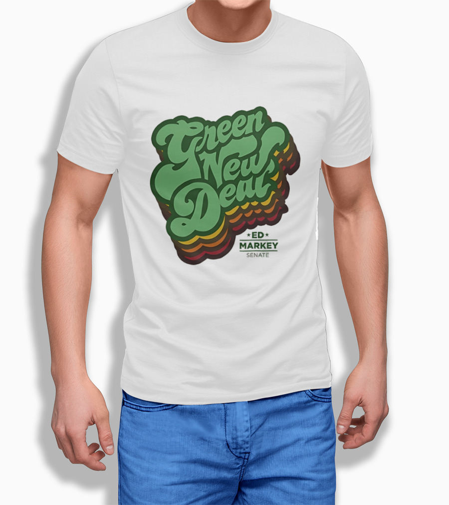 Green New Deal Ed Markey Senate Retro Font T-Shirt