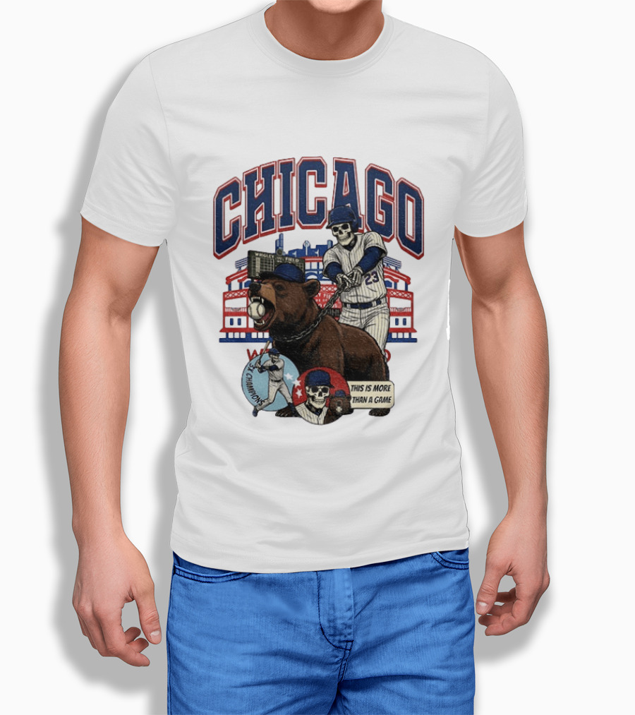 Chicago Cubs Wrigley Field Skeleton Baseball Champions This Is More Than A Game T-Shirt