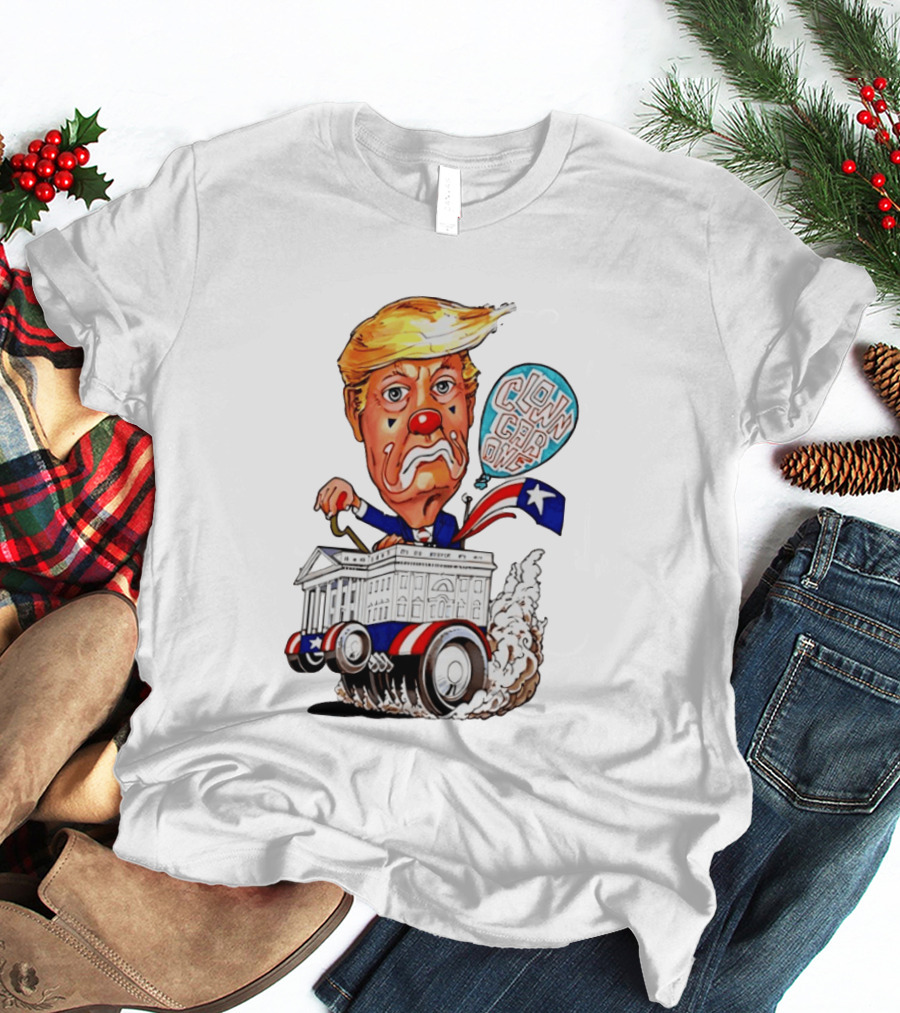Clown Car One Cartoon Trump White House Sátira Política Divertida T-Shirt