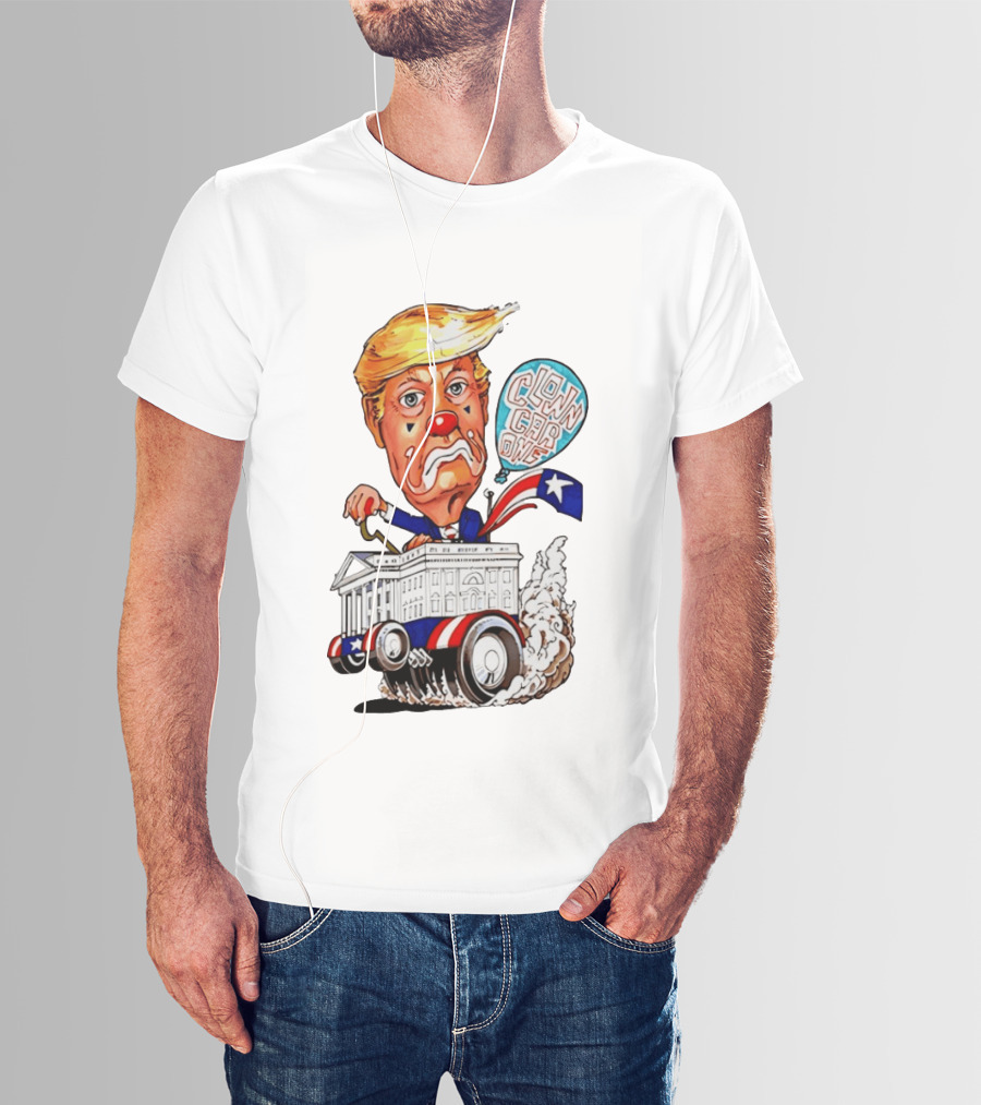Clown Car One Cartoon Trump White House Sátira Política Divertida T-Shirt