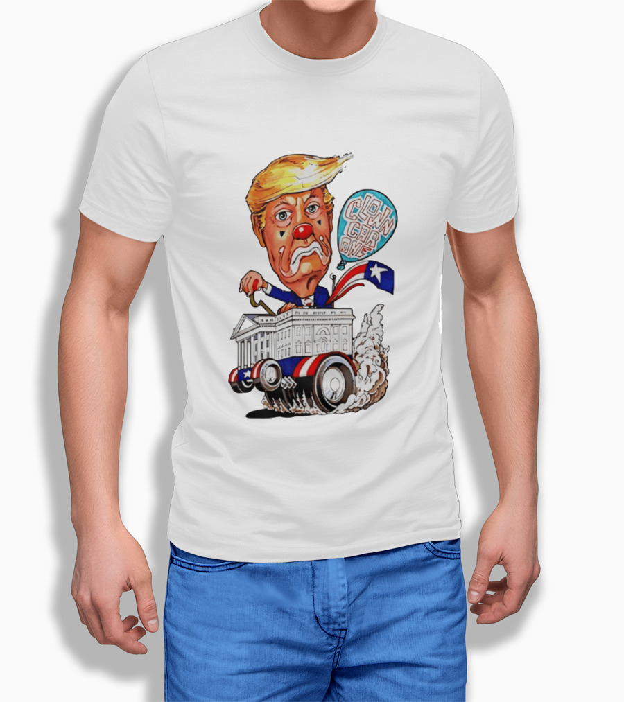 Clown Car One Cartoon Trump White House Sátira Política Divertida T-Shirt
