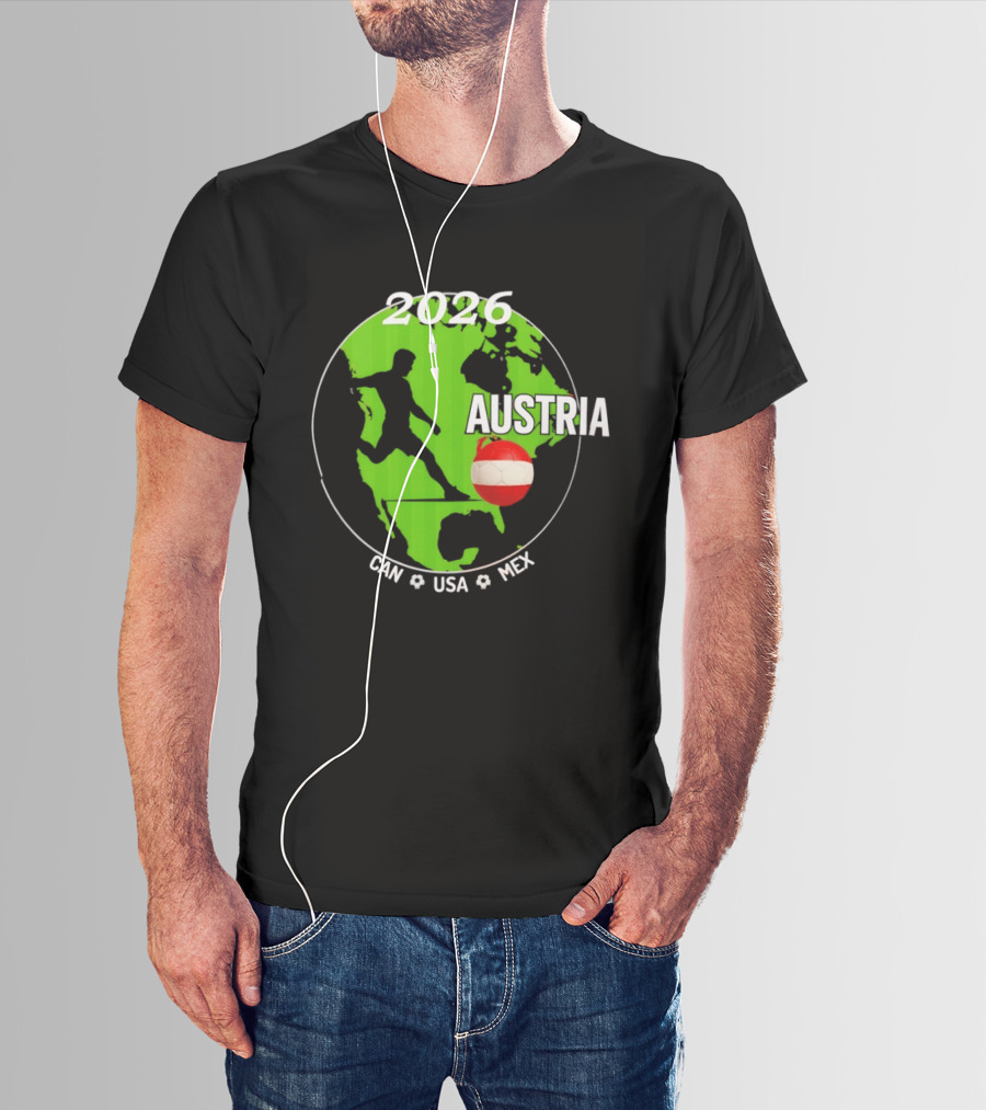 Austria Football 2026 CAN USA MEX World Cup Soccer Map T-Shirt
