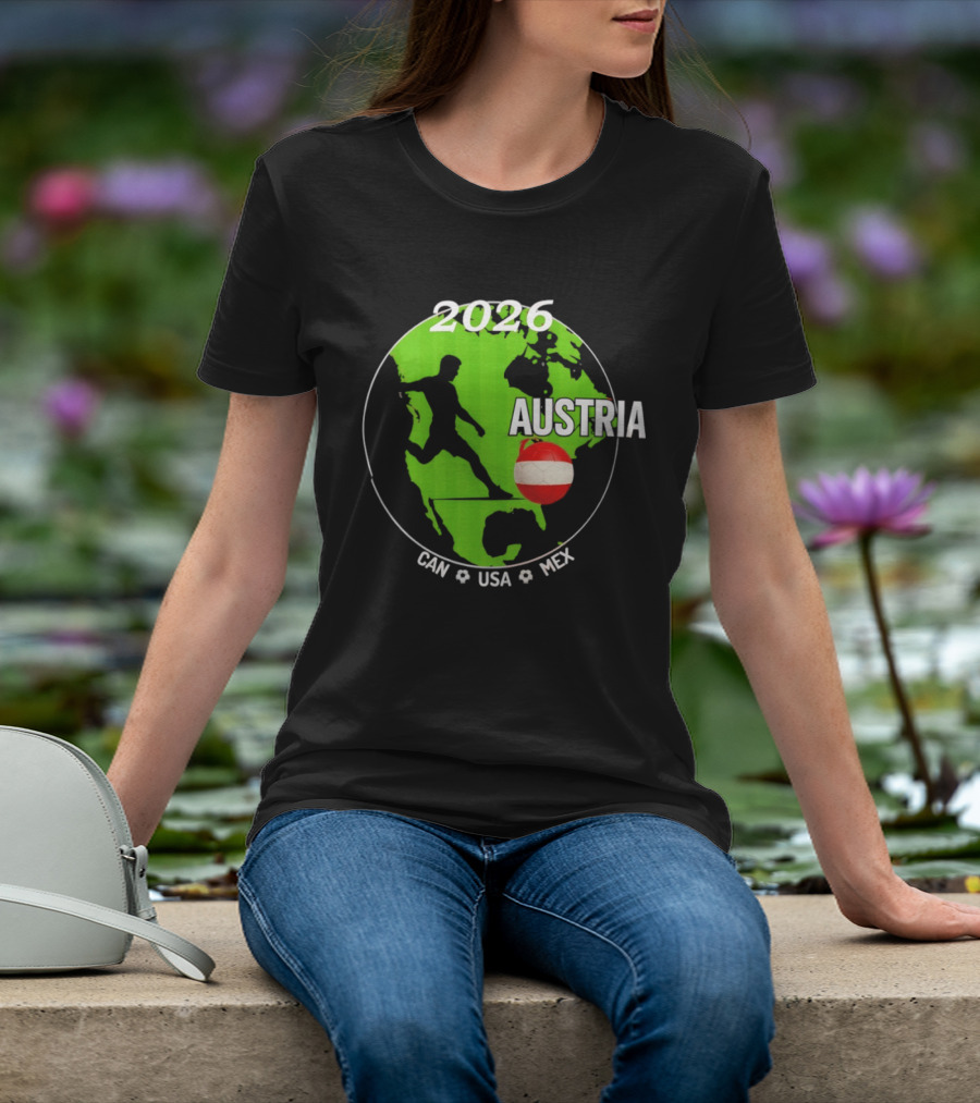 Austria Football 2026 CAN USA MEX World Cup Soccer Map T-Shirt