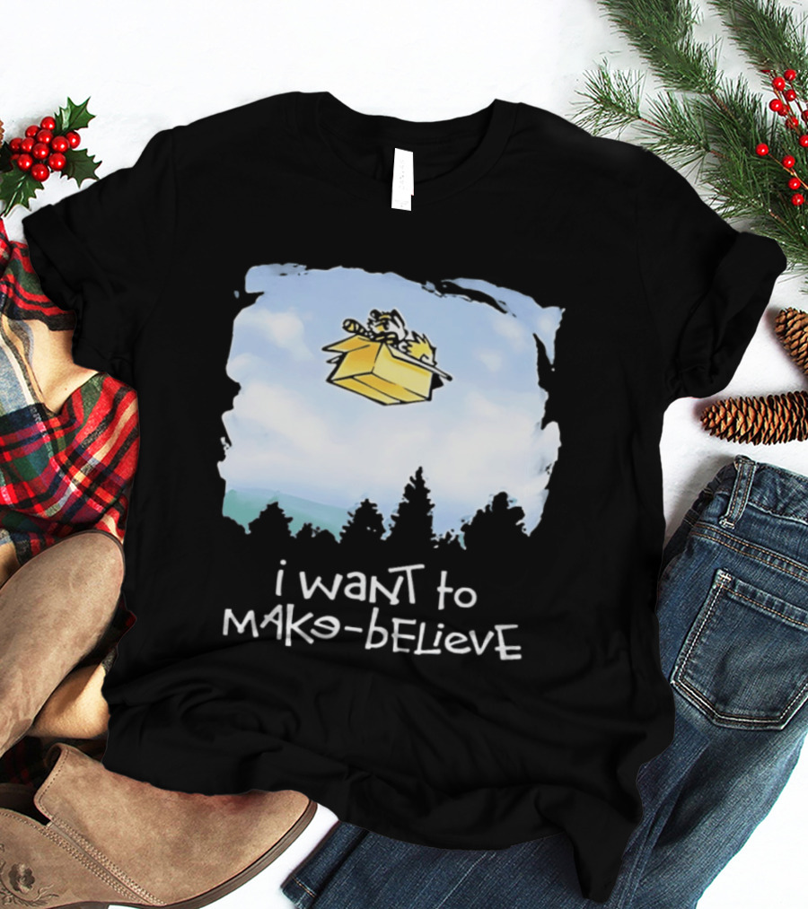 I Want To Mako Believe Calvin And Hobbes Inspired Flying Box Adventure T-Shirt