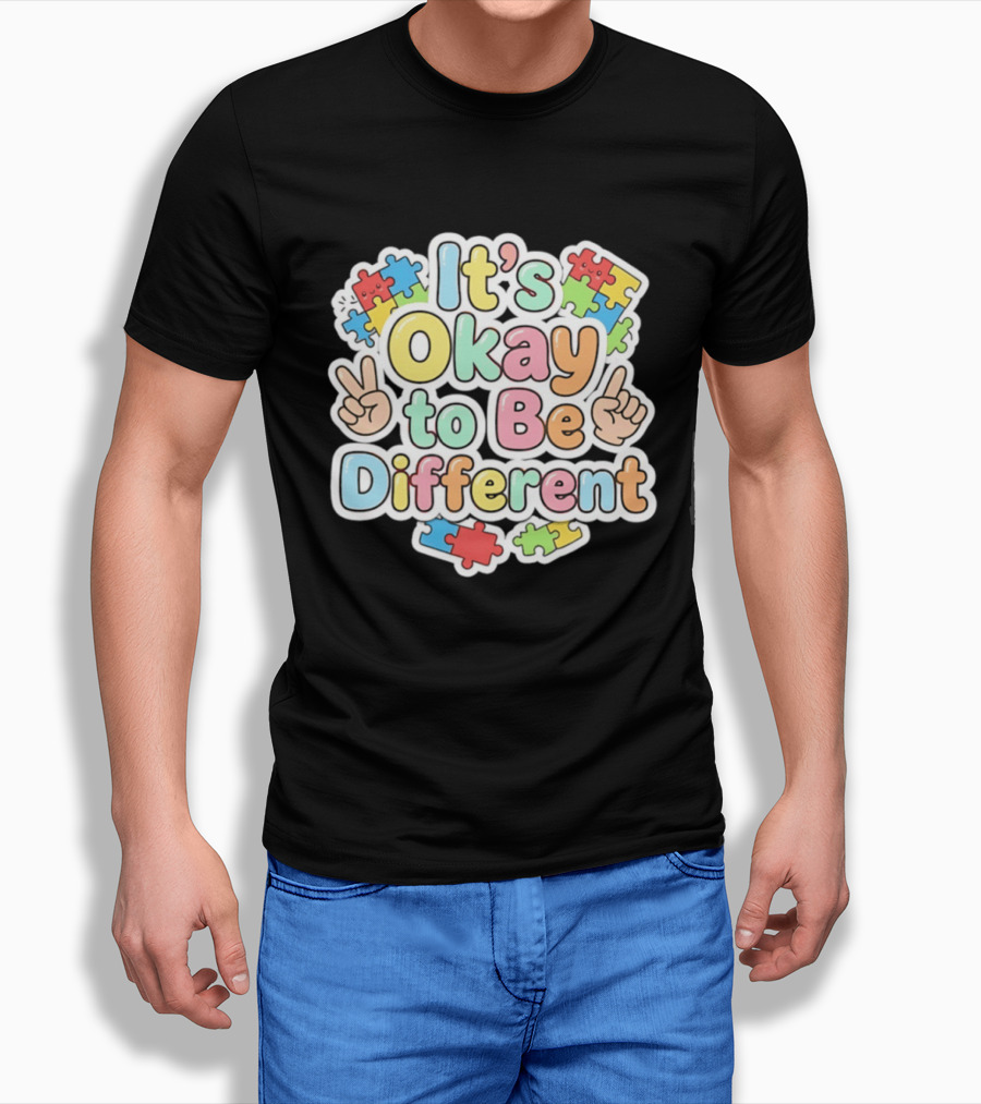 It's Okay To Be Different Autism Awareness Puzzle Pieces T-Shirt