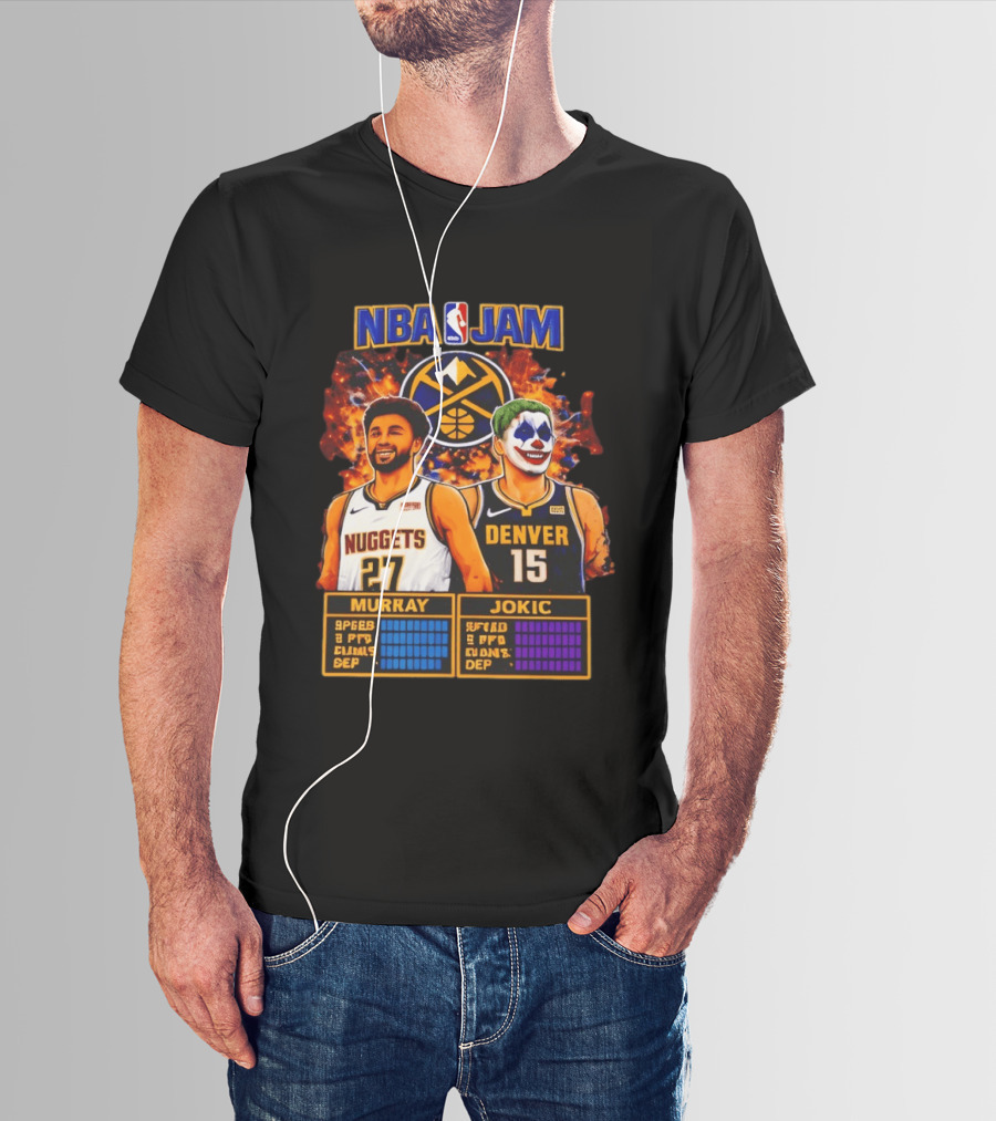 NBA Jam Denver Nuggets Jokic And Murray Basketball Legends T-Shirt