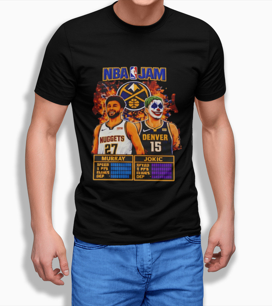 NBA Jam Denver Nuggets Jokic And Murray Basketball Legends T-Shirt