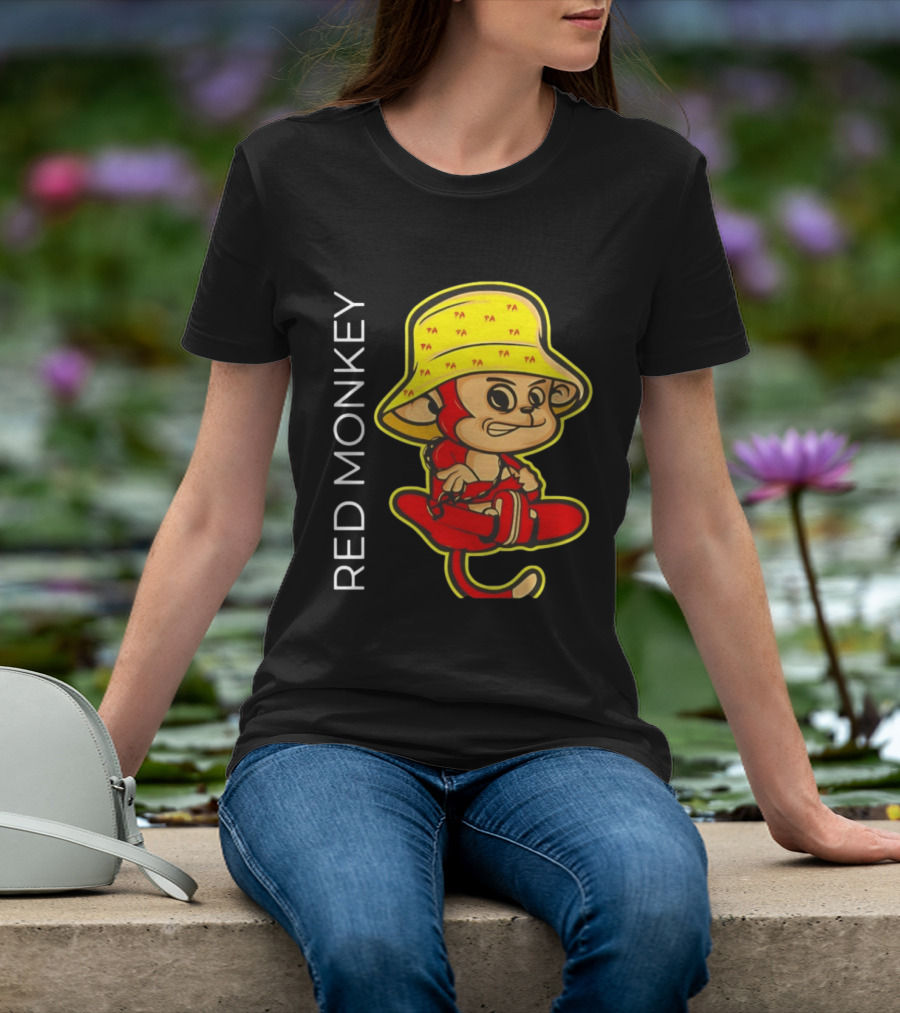 PA Red Monkey Cartoon With Yellow Hat T-Shirt