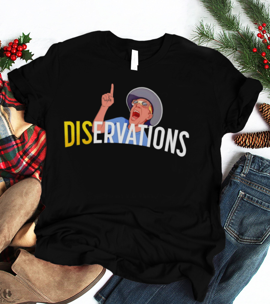 DISERVATIONS Cartoon Character With Pointing Gesture And Hat T-Shirt
