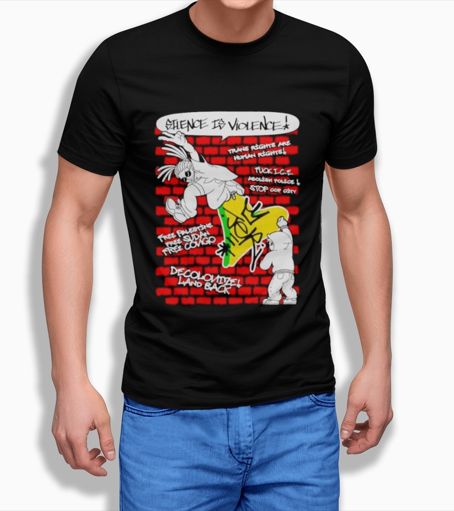 Silence Is Violence Trans Rights Are Human Rights Decolonize Land Back Black Trans Lives Matter Police Brutality Stop Cop City T-Shirt