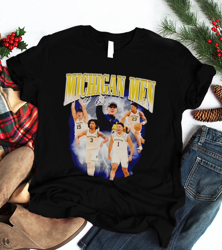 Michigan Men Wolverines Basketball Players Dusty May Coach Lightning T-Shirt