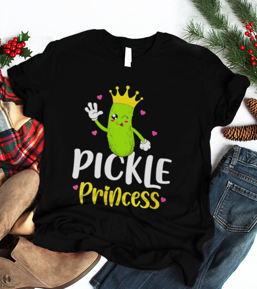 Pickle Princess Crown Cute Fun Cartoon T-Shirt