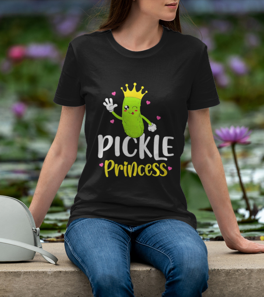Pickle Princess Crown Cute Fun Cartoon T-Shirt