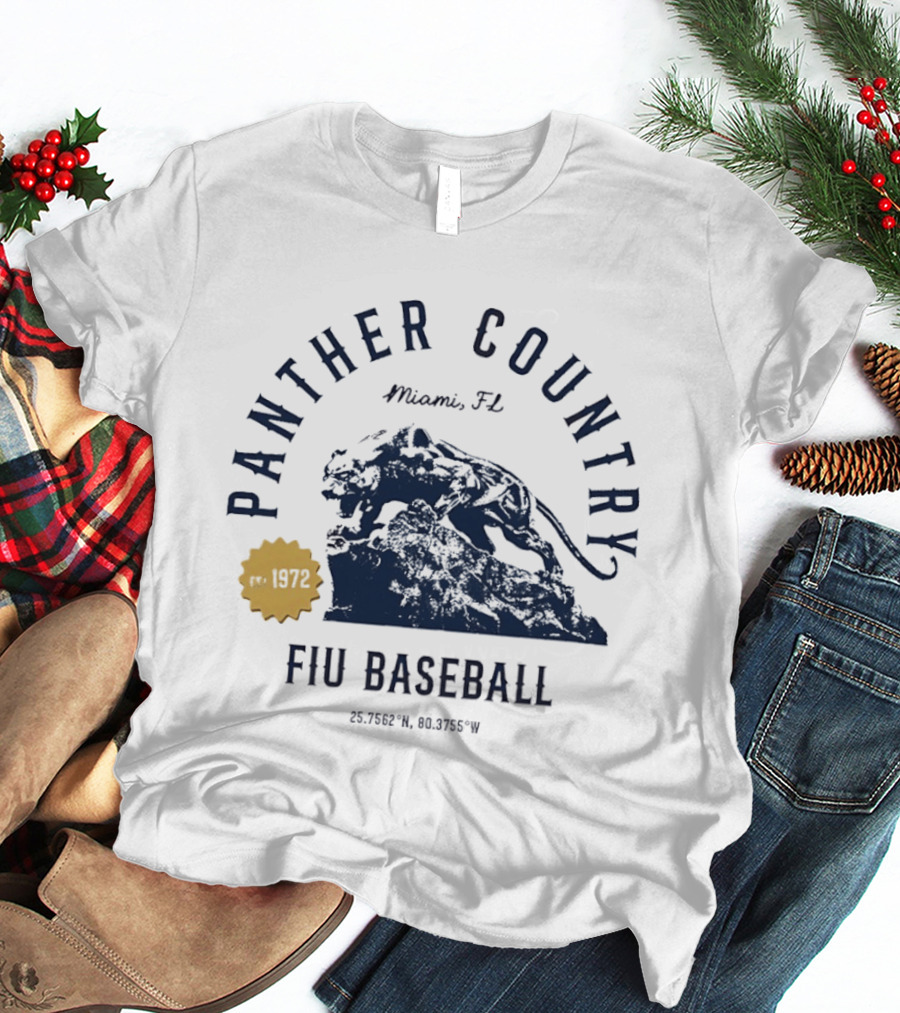 Panther Country FIU Baseball Miami FL 1972 Coordinates T-Shirt